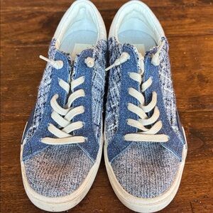 Dolce Vita Zina Blue and Cream Tweed Sneakers